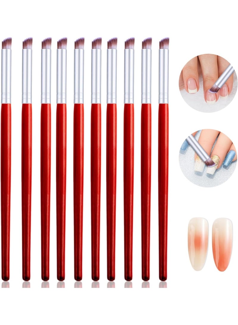 10PCS Ombre Nail Brush, Wood Pen Nail Design Brushes for Gel Nail Gradient, Professional Art Tools Manicure Nail Painting Kit(Red) - Image 4